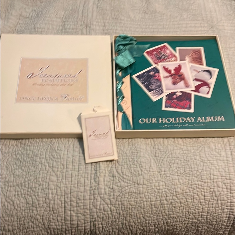 Green and White Holiday Album with Collage Design